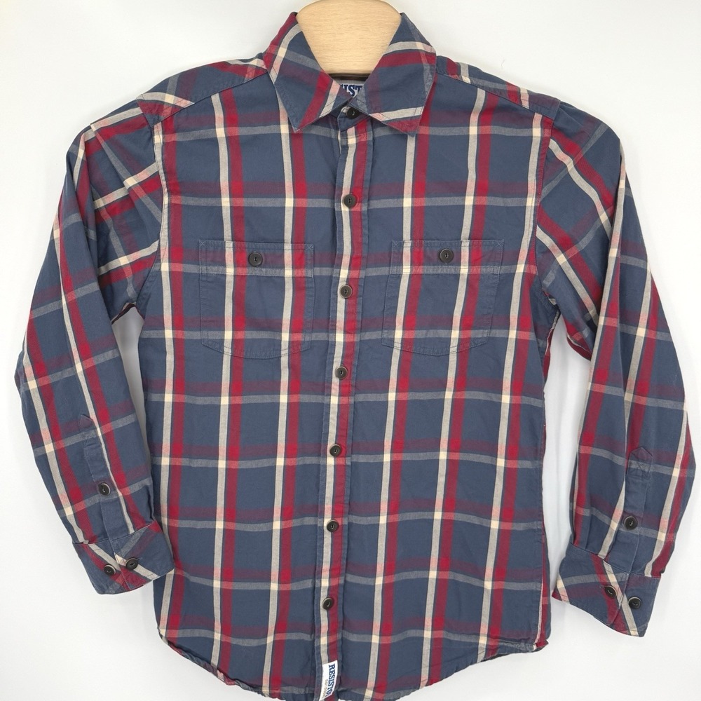 Resistol Outdoors Button Up Men M Blue Red Plaid‎ Cowboy Western Rugged Shirt